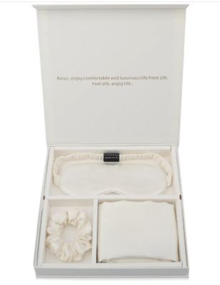 Luxury Silk Sleep Gift Set: Eye Mask, Pillowcase & Scrunchie in Gift Box